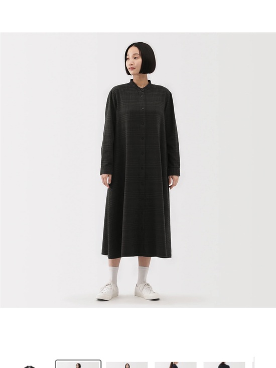Muji flannel stand collar dress L/XL